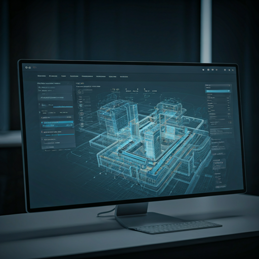 An architect and an engineer collaborating over a digital 3D model